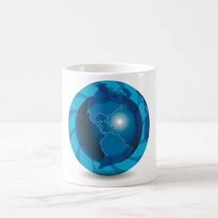 Modern Blue Earth Globe World Map Coffee Mug