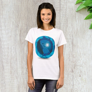 Modern Blue Earth Globe World Map T-Shirt