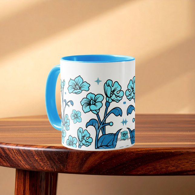 Modern Blue Elegant Floral Design Mug (Creator Uploaded)