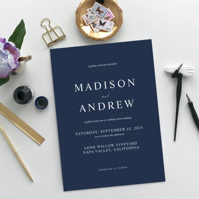 Modern Blue Elegant Wedding Invitation (Creator Uploaded)
