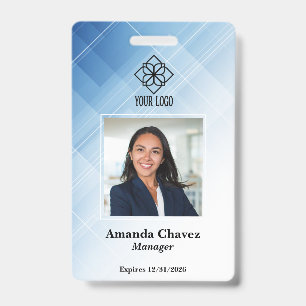Modern Blue Employee Photo ID Badge