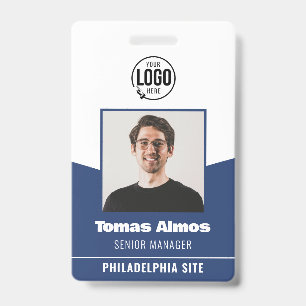 Modern Blue Employee Photo ID Company Security Badge