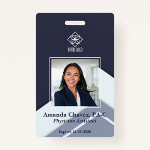 Modern Blue Employee Photo ID ID Badge