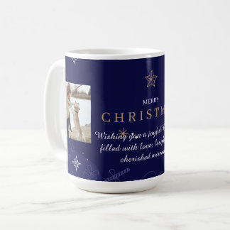 Modern Blue Family Christmas Photo Coffee Mug