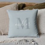 Modern Blue Family Name Monogram Cushion<br><div class="desc">Custom-designed throw pillow featuring personalised family name monogram design.</div>