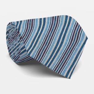 Modern Blue Faux Denim Striped Pattern Tie