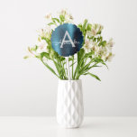 Modern Blue Faux Stainless Steel Monogram Balloon<br><div class="desc">Blue Faux Metallic Foil Elegant Birthday Party Balloons. These Wedding,  Bridal Shower or Birthday Party Balloons can be customised to include your initial and first name. Please contact the designer for customised matching items.</div>