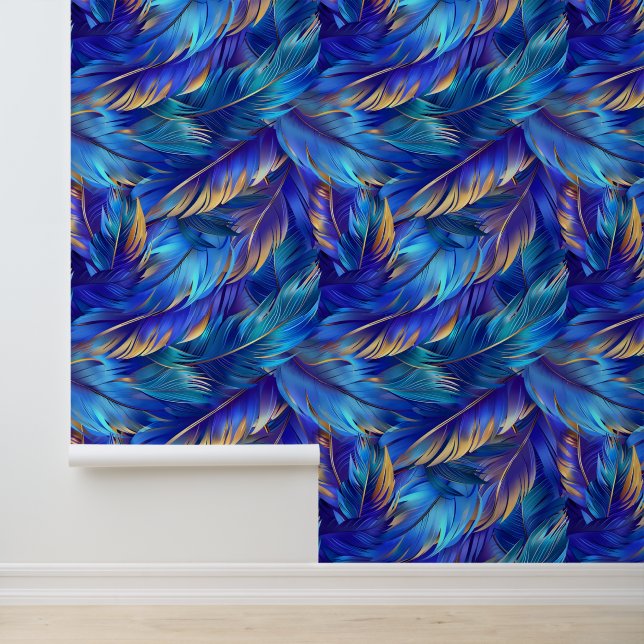 Modern blue feathers  wallpaper (Application)