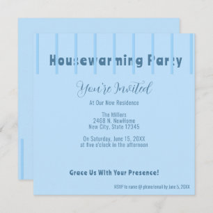 Modern Blue Fence Housewarming Party Invitation
