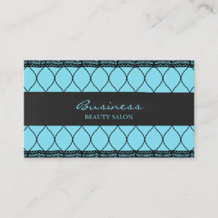 Modern Blue Fishnet Lace Beauty Salon Business Card