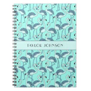 Modern Blue Flamingos Pattern Notebook