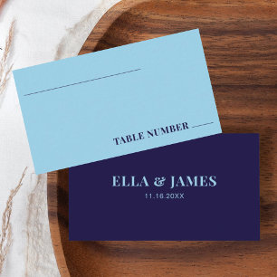 Modern Blue Flat Wedding Table Number Place Card