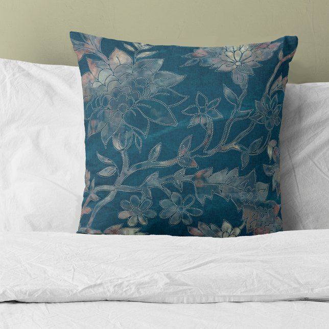 Modern Blue Floral Abstract Cushion (Creator Uploaded)