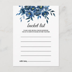 Modern Blue Floral Bucket List Cards