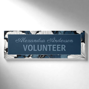 Modern Blue Floral Custom Name Tag