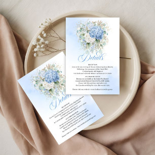 Modern Blue Floral Gold Wedding details card