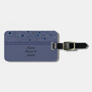 Modern Blue Floral Luggage Tag