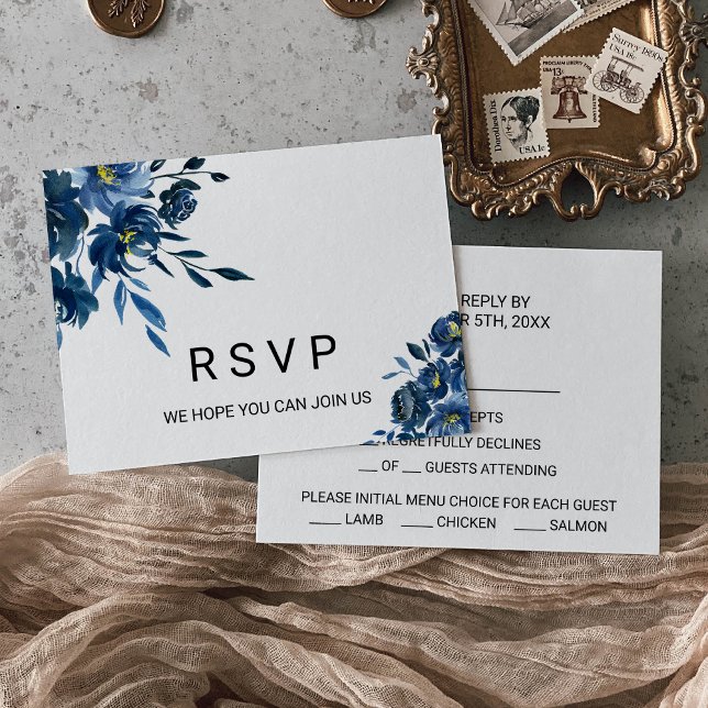 Modern Blue Floral Menu Choice (Creator Uploaded)