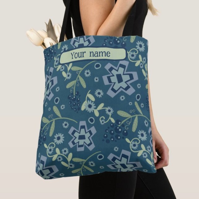 Modern Blue Floral Pattern Inspirivity tote (Creator Uploaded)