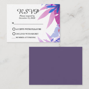 Modern Blue Floral Pink Watercolor RSVP Tropical Enclosure Card