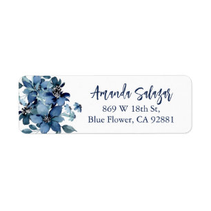 Modern Blue Floral Return Address 