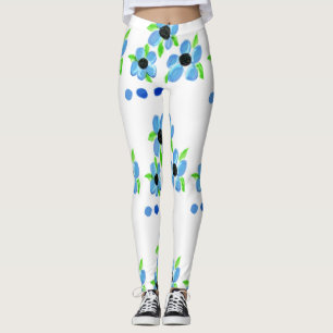 Modern Blue Floral Sportswear Leggings
