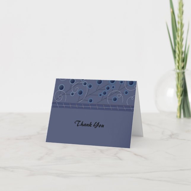 Modern Blue Floral Thank You Card (Front)