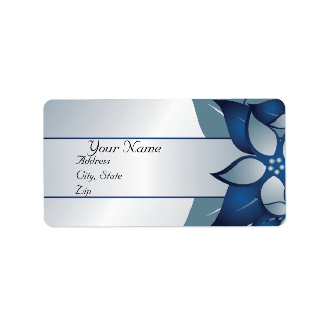 Modern  Blue Floral  Wedding  Avery Label (Front)