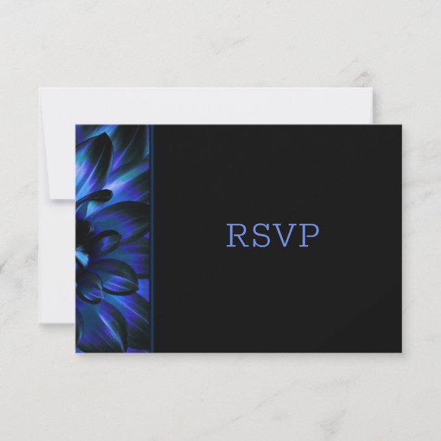 Modern Blue Floral Wedding RSVP Card (Front)