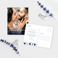 Modern Blue Floral Wedding Thank You