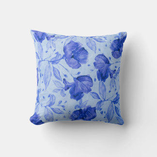 Modern Blue Flower Cushion Cover for Living Room