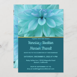 Modern Blue Flower Wedding Invitation