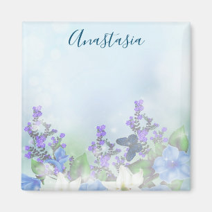 Modern Blue Flowers Magnet