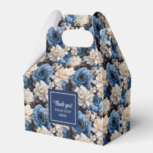 Modern Blue Flowers Personalised Floral Favour Box
