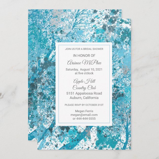 Modern Blue Forest Bridal Shower Invitation (Front/Back)
