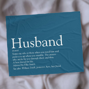 Modern Blue Fun Husband Definition Fleece Blanket