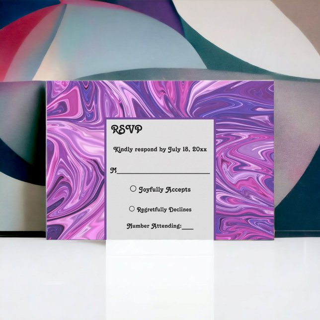 Modern Blue Galaxy Abstract Art Stylish Wedding RSVP Card (Creator Uploaded)