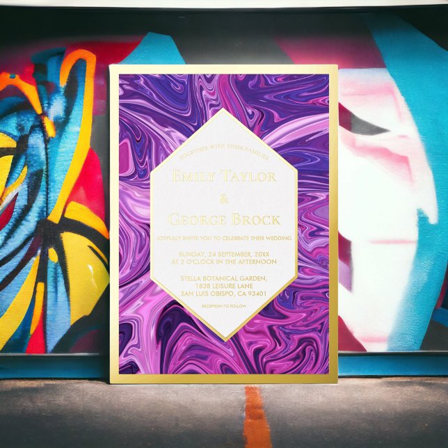 Modern Blue Galaxy Abstract Stylish Wedding Gold (Creator Uploaded)