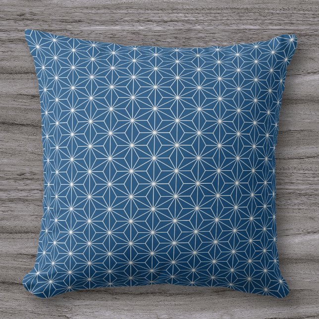 Modern Blue Geometric Japanese Pattern Cushion (Creator Uploaded)