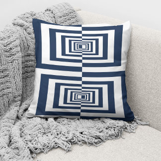Modern Blue Geometric Minimalist Cushion