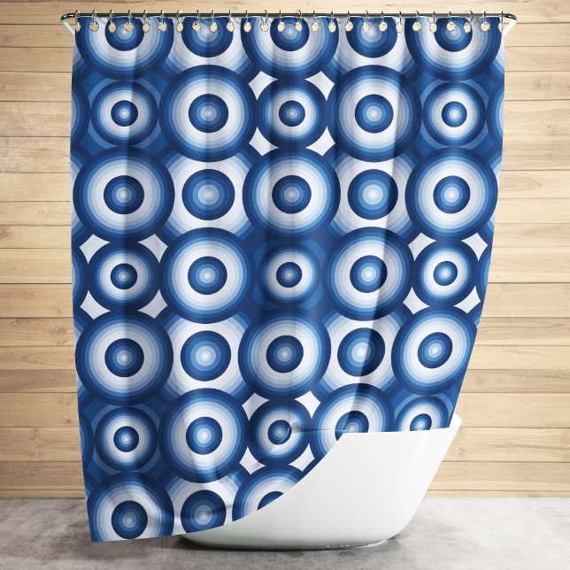Modern Blue Geometric Pattern Shower Curtain (Modern Blue Geometric Pattern Shower Curtain)