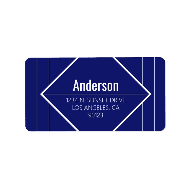 Modern Blue Geometric Return Address  Label (Front)