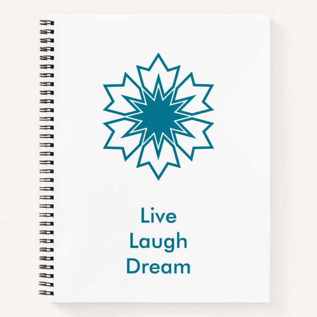 Modern Blue Geometric Star Mandala Custom Monogram Notebook (Front)