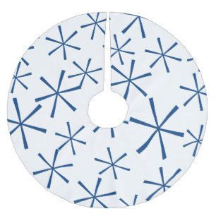 Modern Blue Geometric Star Pattern Tree Skirt