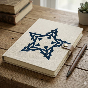 Modern Blue Geometric Star Personalised Notebook