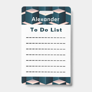 Modern Blue Geometric To Do list Checklist Custom ID Badge