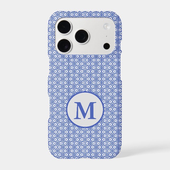 Modern Blue Geometric Triangle Pattern  Minimalist (Back)