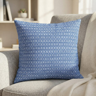 Modern Blue Geometric Triangle Pattern Minimalist Cushion