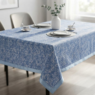 Modern Blue Geometric Triangle Pattern Minimalist Tablecloth