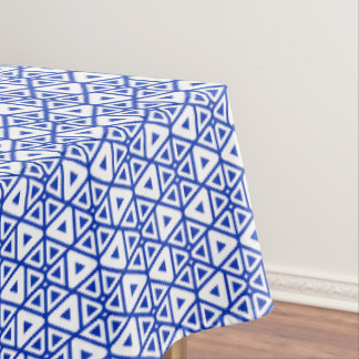 Modern Blue Geometric Triangle Pattern Minimalist Tablecloth